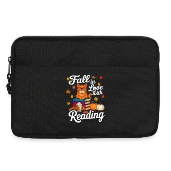 Cat Reading Books Autumn Pumpkin - Book Lover - Laptop bag 13" - black - Front