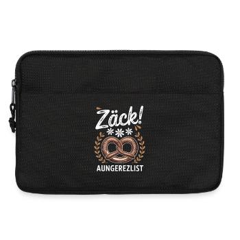 Zäck! Brezel mit Blumen im rustikalen Retro-Look - Laptoptasche 13" - Schwarz - Vorne
