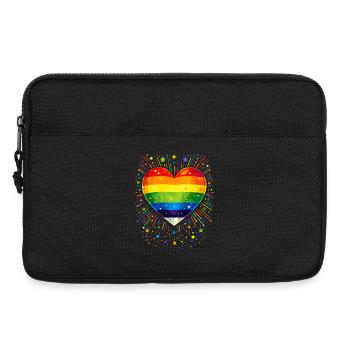 Cœur arc-en-ciel pour la fierté, l’amour et la diversité - Sacoche pour ordinateur portable 13 pouces - noir - Devant