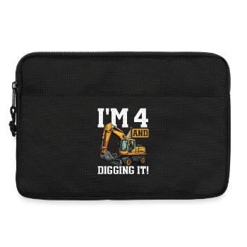 4 ans et conception d’anniversaire d’excavatrice Digs - Sacoche pour ordinateur portable 13 pouces - noir - Devant