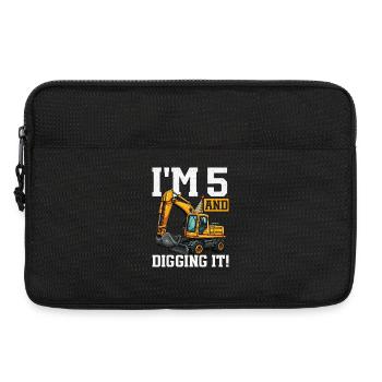 5 ans et conception d’anniversaire d’excavatrice Digs - Sacoche pour ordinateur portable 13 pouces - noir - Devant