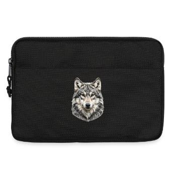 Portrait de tête de loup en laine le loup - Sacoche pour ordinateur portable 13 pouces - noir - Devant