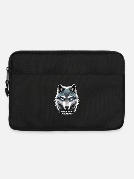 Unleash The Alpha Grauer Wolfskopf Für Gamer - Laptoptasche 13" - Schwarz