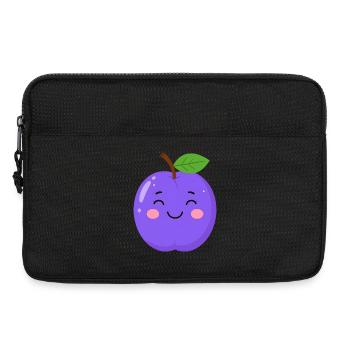 Prune de Kawaii bleu-violet – Motif de fruits sucrés - Sacoche pour ordinateur portable 13 pouces - noir - Devant