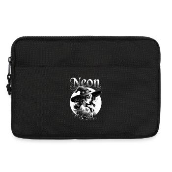 Sorcière néon, Roses noires, Lune, sorcellerie gothique. - Sacoche pour ordinateur portable 13 pouces - noir - Devant