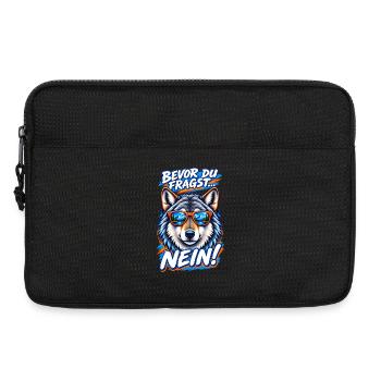 Loup à lunettes cool - Bevor du fragst... NEIN! - Laptoptasche 13" - Schwarz - Vorne