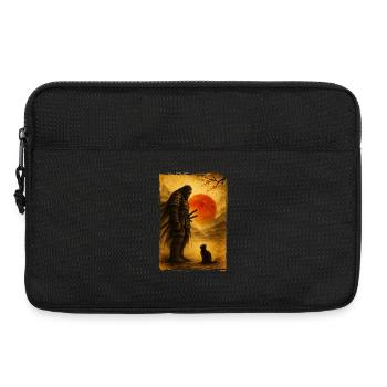 Samurai Bigfoot, Japanisch Grafik, Schwarze Katze - Laptoptasche 13" - Schwarz - Vorne