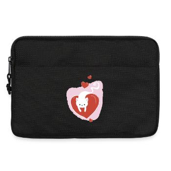 Chat d'amour blanc - Sacoche pour ordinateur portable 13 pouces - noir - Devant