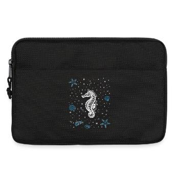 Seahorse with water splashes. Maritime. Sea horse. - Laptop bag 13" - black - Front