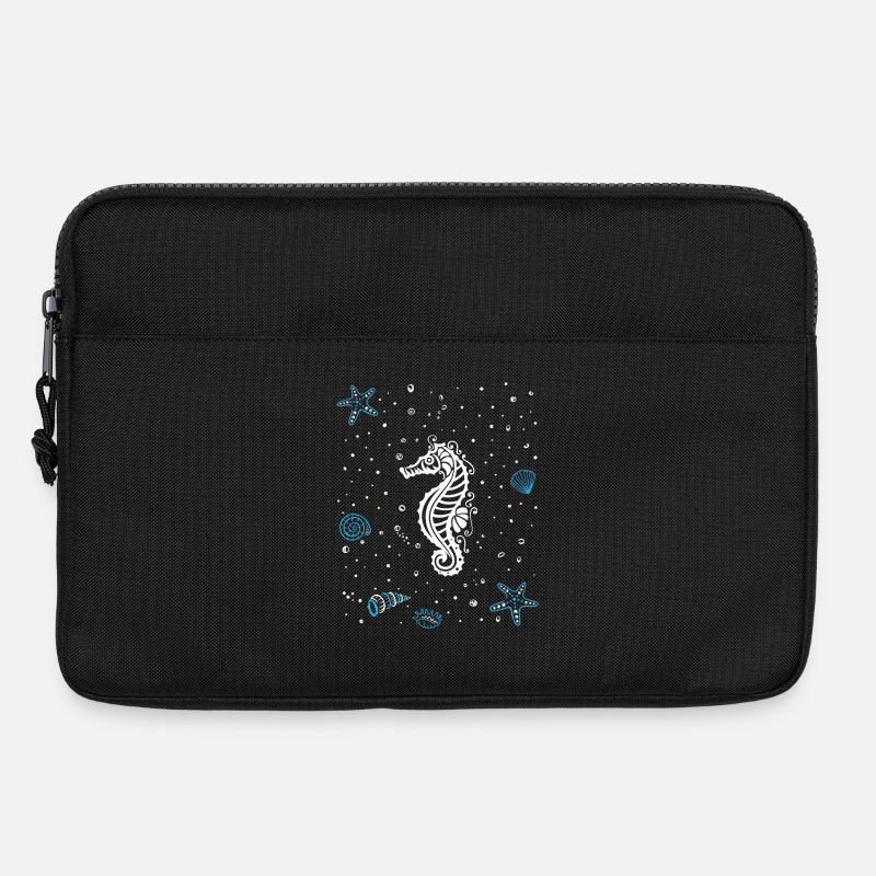Seepferdchen mit Wasserspritzer. Maritim. - Laptoptasche 13" - Schwarz