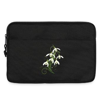Zarte Schneeglöckchen mit Ornamenten und Ranken - Laptoptasche 13" - Schwarz - Vorne