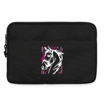 Graffiti-Stil Pferd mit Pinkem Farbsplash - Laptoptasche 13" - Schwarz - Vorne