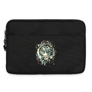 Tiger Katze - Vintage Grunge - Katzenauge Blau - Laptoptasche 13" - Schwarz - Vorne