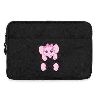Bébé éléphant porter drôle rose bébé éléphant - Sacoche pour ordinateur portable 13 pouces - noir - Devant