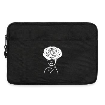 Fille / Dame avec une fleur (rose) sur la tête - Sacoche pour ordinateur portable 13 pouces - noir - Devant