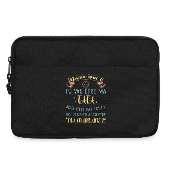 Devine quoi ! Tata voudrais-tu être ma marraine? - Sacoche pour ordinateur portable 13 pouces - noir - Devant