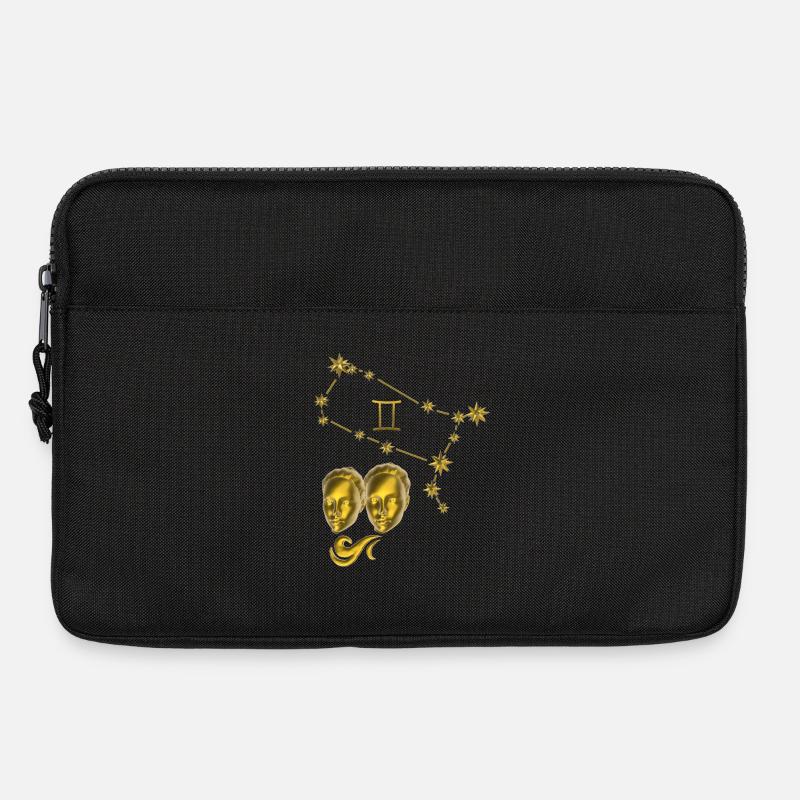 Sternzeichen Zwillinge 3D, gold - Laptoptasche 13" - Schwarz
