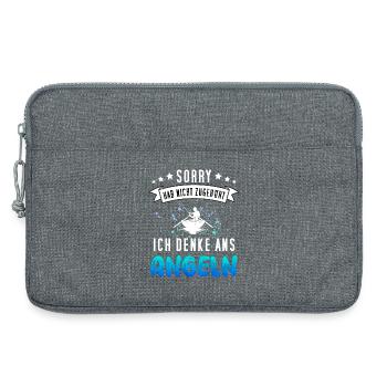 Lustiges Angler Design - Funny Fischer Motiv - Laptoptasche 13" - Grau meliert - Vorne