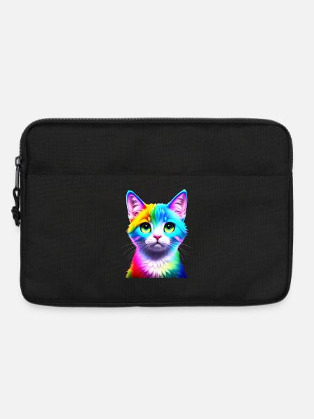 Regenbogenkatze Neonkunst - Laptoptasche 13" - Schwarz
