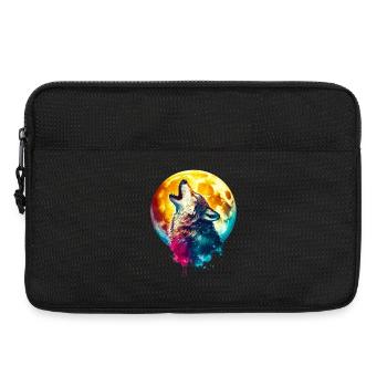 Wolf howls at the moon - Laptop bag 13" - black - Front