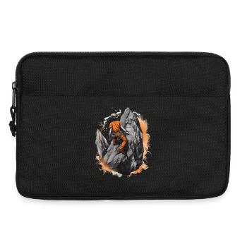 Kletternder Bergsteiger mit orangefarbenem Outfit - Laptoptasche 13" - Schwarz - Vorne