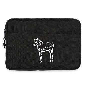 cheval blanc cheval blanc t-shirt cadeau cavalier - Sacoche pour ordinateur portable 13 pouces - noir - Devant