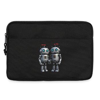 Roboter Pärchen nerds - Laptoptasche 13" - Schwarz - Vorne