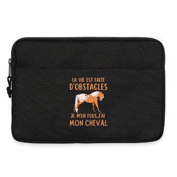 La vie est faite d obstacles j ai mon cheval - Sacoche pour ordinateur portable 13 pouces - noir - Devant