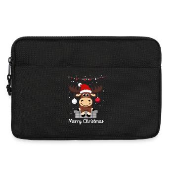 Doux orignal de Noël - Sacoche pour ordinateur portable 13 pouces - noir - Devant