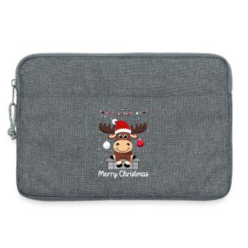 Doux orignal de Noël - Sacoche pour ordinateur portable 13 pouces - gris chiné - Devant