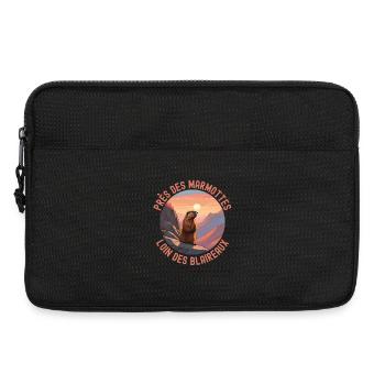 Marmotte coucher de soleil montagnes - Sacoche pour ordinateur portable 13 pouces - noir - Devant