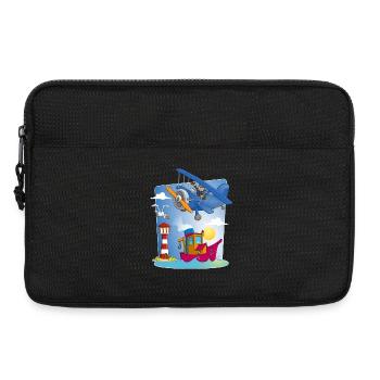 soleil, mer, avion, bateau phare et mouette - Sacoche pour ordinateur portable 13 pouces - noir - Devant