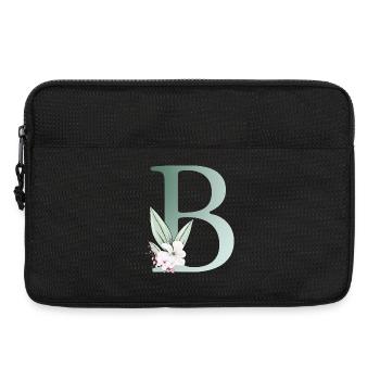 B Monogramme, Floral, Personnalisable - Sacoche pour ordinateur portable 13 pouces - noir - Devant