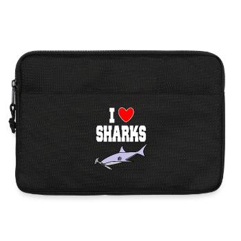 J’aime les requins Drôle de requin à tête de marteau, marteau mignon - Sacoche pour ordinateur portable 13 pouces - noir - Devant