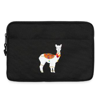 Alpaga décoré de manière traditionnelle - motif bohème coloré - Sacoche pour ordinateur portable 13 pouces - noir - Devant