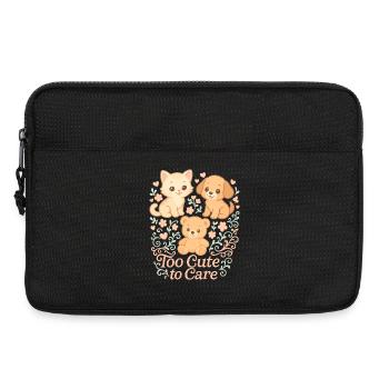 Too Cute to Care – Katze, Hund & Bär - Laptoptasche 13" - Schwarz - Vorne