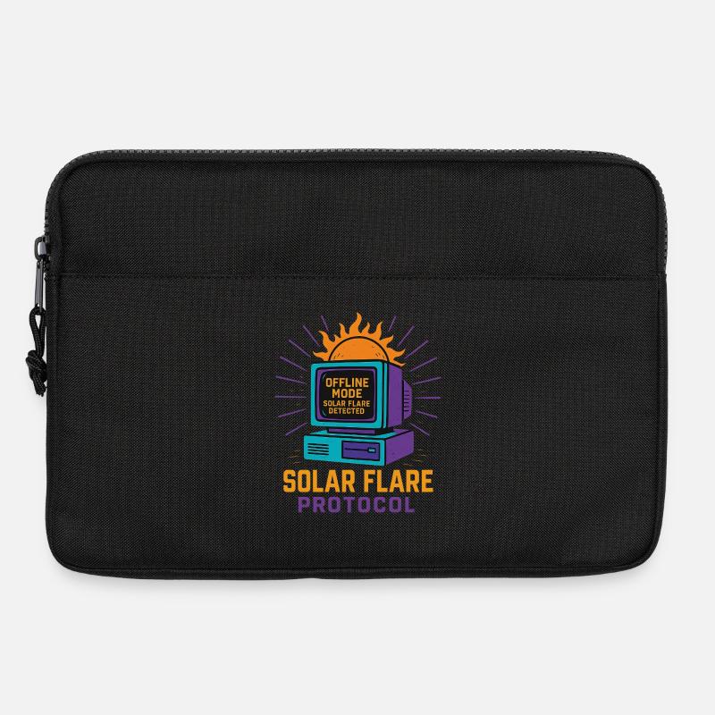Retro Tech Solar Flare Protokoll T-Shirt - Laptoptasche 13" - Schwarz