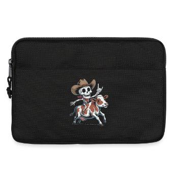 Un cow-boy squelette chevauche un veau - Sacoche pour ordinateur portable 13 pouces - noir - Devant