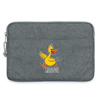 A cheerful little running duck - a race! - Laptop bag 13" - heather grey - Front