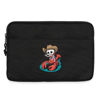 Cow-boy squelette chevauche le homard - Sacoche pour ordinateur portable 13 pouces - noir - Devant