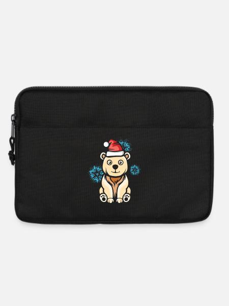 Weihnachts Eisbär mit Schneeflocken - Laptoptasche 13" - Schwarz