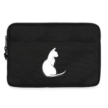 Katze Silhouette Umriss Zeichnung Lineart Kunst - Laptoptasche 13" - Schwarz - Vorne