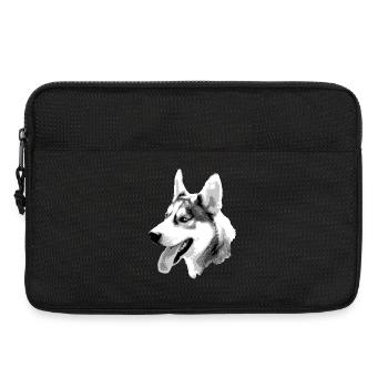 Dessin de contraste de tête de husky - Sacoche pour ordinateur portable 13 pouces - noir - Devant