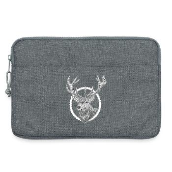 Le cerf jette un coup d’œil hors de la fissure - Cadeau de chasseur de forêt - Sacoche pour ordinateur portable 13 pouces - gris chiné - Devant
