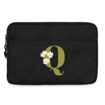 Lettre q vert marguerites - Sacoche pour ordinateur portable 13 pouces - noir - Devant