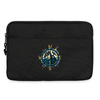 Compass on mountain background - skiing - hiker - Laptop bag 13" - black - Front