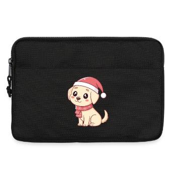 Bébé Chien Noël mignon en Santa - Sacoche pour ordinateur portable 13 pouces - noir - Devant