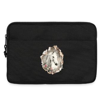 Pferd Blumen - Laptoptasche 13" - Schwarz - Vorne