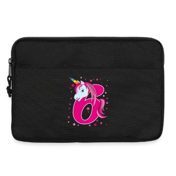 Einhorn,  6 Jahre alt, 6. Geburtstag, Kind - Laptoptasche 13" - Schwarz - Vorne