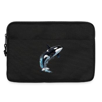 Orca jumping out of the sea illustration - Laptop bag 13" - black - Front